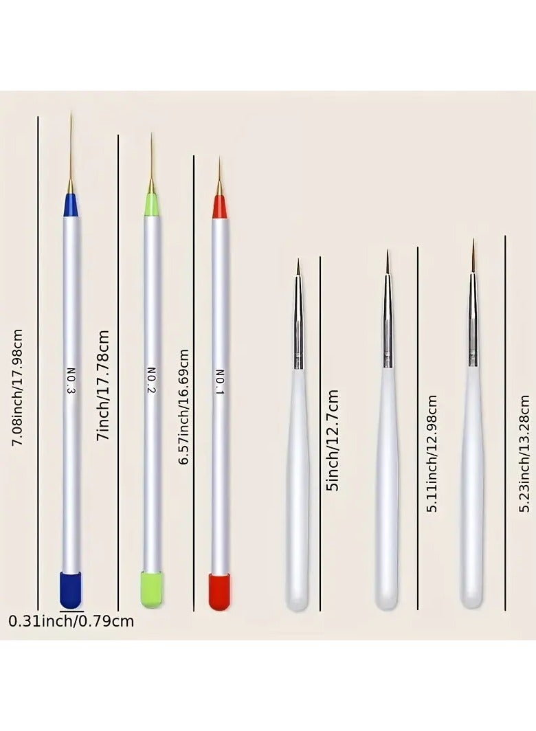 Goolsky 6pcs Drawing Lines, Drawing Flowers, Painting Pens, Nail Pens, Thin White Pole Acrylic Brush Nail Art Brush - Image 4
