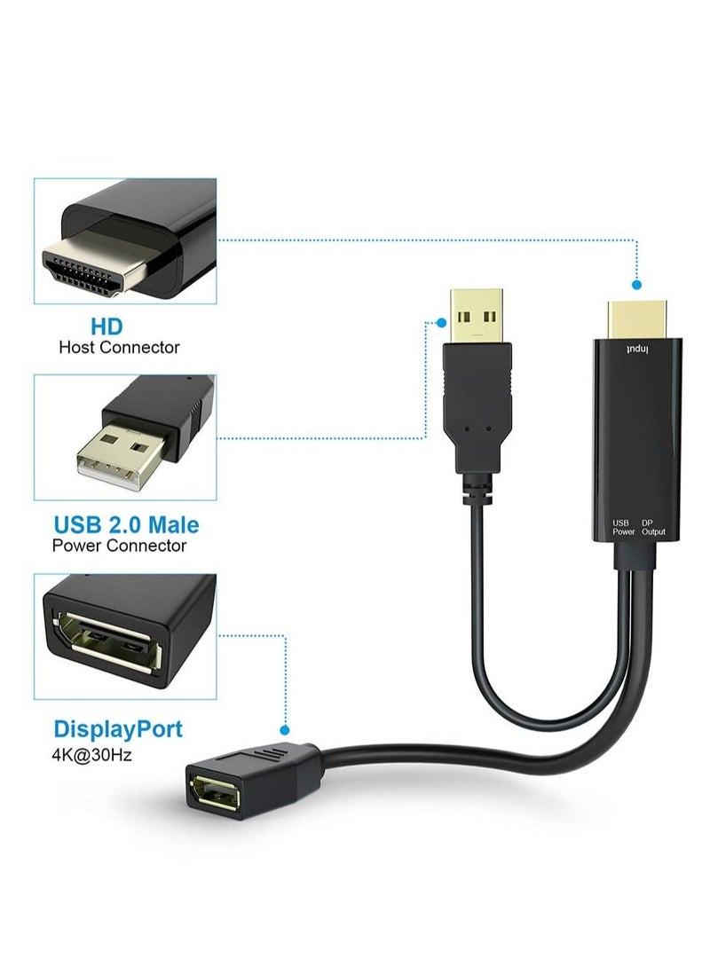 Captaintech Converter Cable, Hdmi-Compatible To Displayport Cable, Male Extension To Displayport Converter Cable With Usb 2.0 Hdmi-Compatible To Displayport Adapter Uhd 4K Hdmi-Compatible, for Displays - Image 4