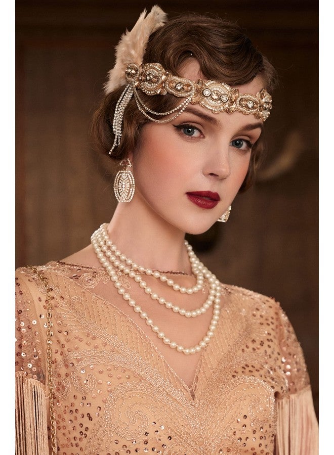 بيبيوند عصابة رأس فلابر من عشرينيات القرن العشرين، قطعة رأس غاتسبي من عشرينيات القرن العشرين، عصابة رأس من الريش الأسود، إكسسوارات شعر فلابر من عشرينيات القرن العشرين (وردي فاتح) - Image 4