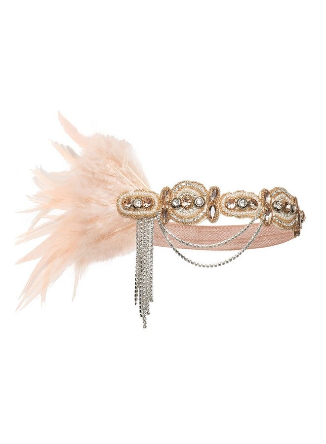 بيبيوند عصابة رأس فلابر من عشرينيات القرن العشرين، قطعة رأس غاتسبي من عشرينيات القرن العشرين، عصابة رأس من الريش الأسود، إكسسوارات شعر فلابر من عشرينيات القرن العشرين (وردي فاتح) - Image 5