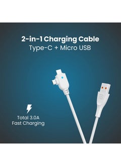 Portronics Portronics Konnect Spydr 2 Multi-Functional Charging Cable (Type C + Micro USB) 3.0 A Output, PVC Material(White)  - Image 2