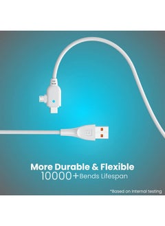 Portronics Portronics Konnect Spydr 2 Multi-Functional Charging Cable (Type C + Micro USB) 3.0 A Output, PVC Material(White)  - Image 5