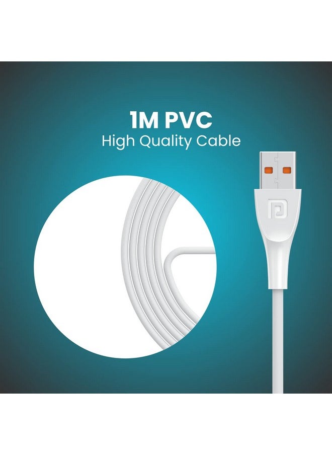 Portronics - Portronics Konnect Spydr 2 Multi-Functional Charging Cable (Type C + Micro USB) 3.0 A Output, PVC Material(White) - Image 1