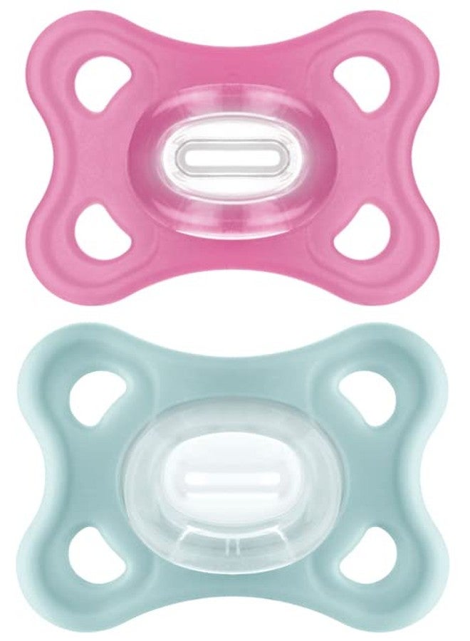 MAM مصاصات مام المريحة للأطفال، مصاصة خفيفة الوزن من قطعة واحدة مصنوعة بالكامل من السيليكون للمواليد من 3-12 شهرًا، خالية من BPA، سهلة التنظيف، الأفضل للأطفال الذين يرضعون من الثدي، مع علبة تعقيم، 2 مصاصة - Image 1