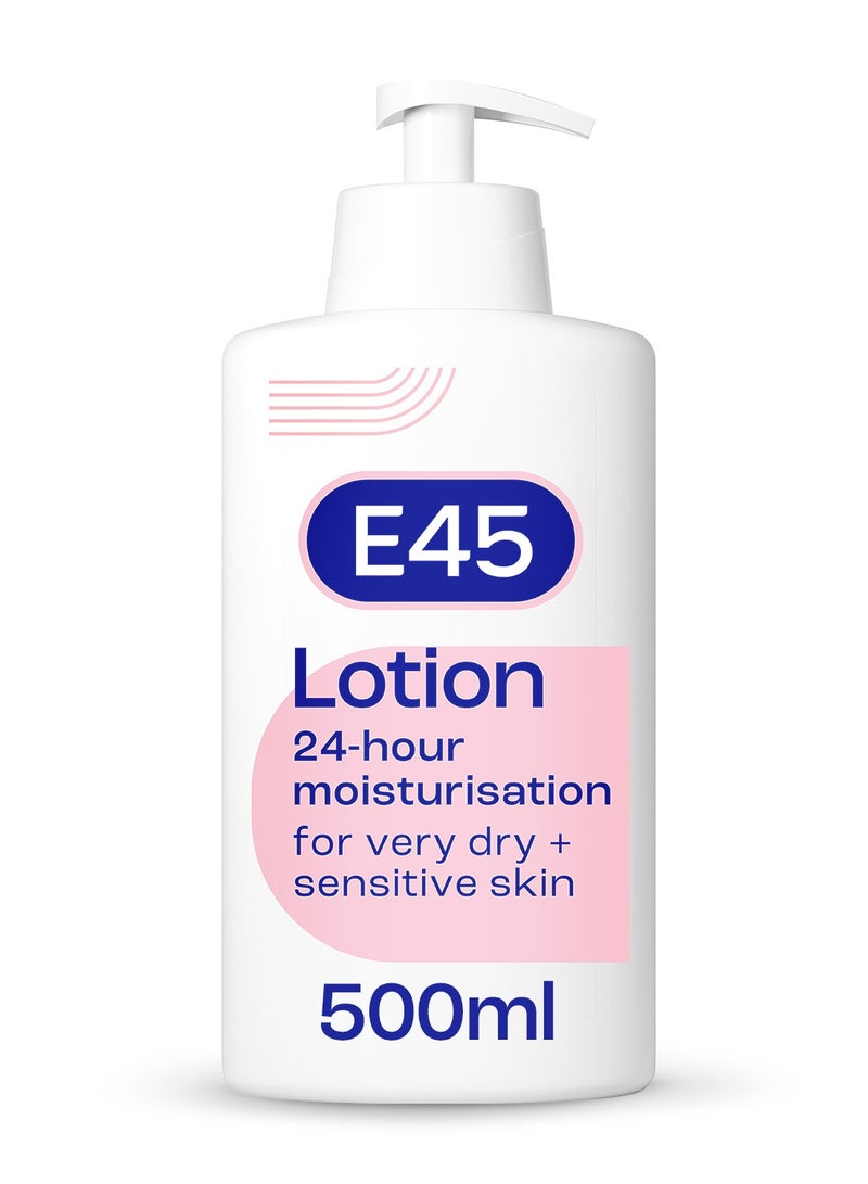 E45 Moisturising Lotion 500 ml – Body Lotion – Daily Moisturiser for Long-Lasting Hydration for Dry Skin and Sensitive Skin – Protect from Dryness, Reduce Redness and Flaking - Image 1