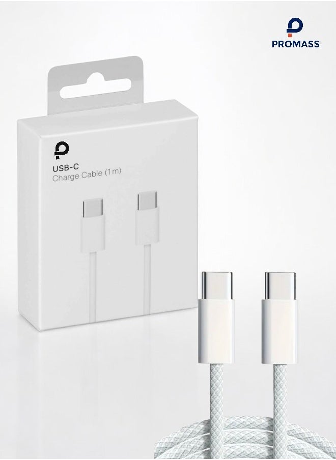 PROMASS - iPhone fabric cable, (USB C to USB C) Type C to Type C, iPhone 15/15Plus/15Pro/15ProMax - Image 1