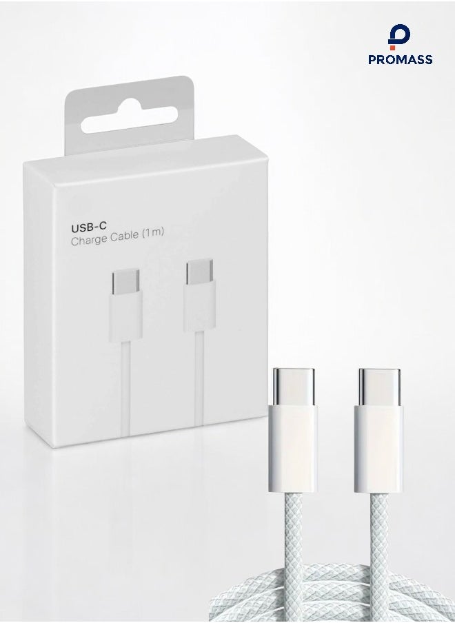 PROMASS - iPhone fabric cable, (USB C to USB C) Type C to Type C, iPhone 15/15Plus/15Pro/15ProMax - Image 1