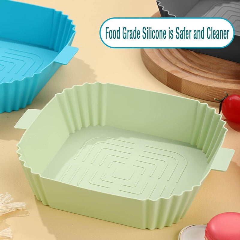 Square Silicone Air Fryer Liners Basket Air Fryer Silicone Pot Food Safe Non Stick Air Fryer Accessories for Oven Reusable Replacement Parchment Air Fryer Liner Paper Multicolor Square 3  - Image 3
