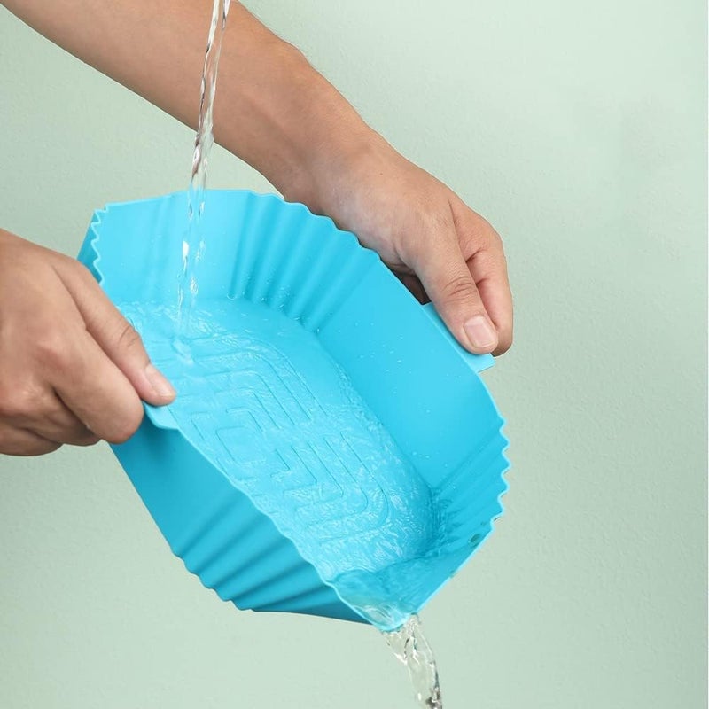 Square Silicone Air Fryer Liners Basket Air Fryer Silicone Pot Food Safe Non Stick Air Fryer Accessories for Oven Reusable Replacement Parchment Air Fryer Liner Paper Multicolor Square 3  - Image 2