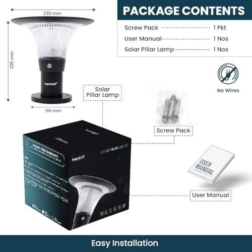 hardoll Solar Gate & Garden Outdoor Lights for Home 8800mAh Battery, IP65 Waterproof, 64 LEDs, 3 Color Modes (Warm/Cool/Neutral), Remote Controlled, Round Shaped Pillar Lamps (Pack of 1) - Image 4