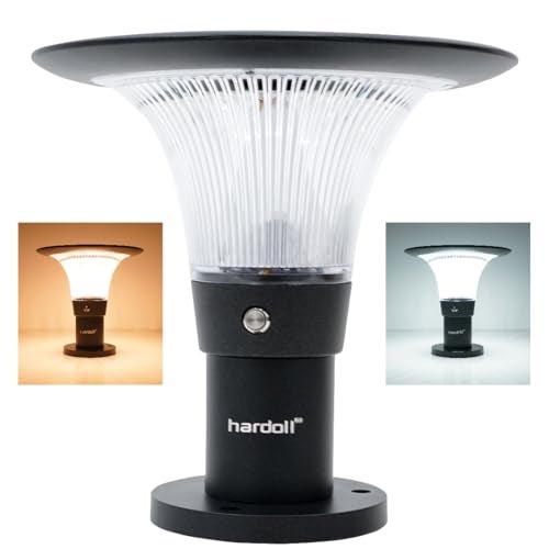 hardoll Solar Gate & Garden Outdoor Lights for Home 8800mAh Battery, IP65 Waterproof, 64 LEDs, 3 Color Modes (Warm/Cool/Neutral), Remote Controlled, Round Shaped Pillar Lamps (Pack of 1) - Image 1