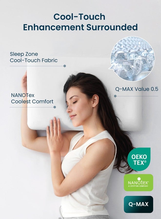 SLEEP ZONE وسادة ذاكرة باردة من سليب زون - خالية من الروائح، قابلة للتنفس، صديقة للبشرة مع دعم ممتاز للنوم على الظهر أو البطن أو الجانب، أساسيات المنزل والفندق والمستشفى (أبيض، كينغ، 1 عبوة) - Image 5