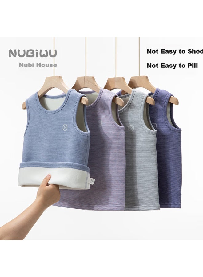 Nubiwu Children's Vest, Boys' Autumn And Winter Fleece-lined Thickened Warm Waistcoat, Girls' Close-fitting Seamless Inner Wear Sleeveless Jacket Clothing - Image 1
