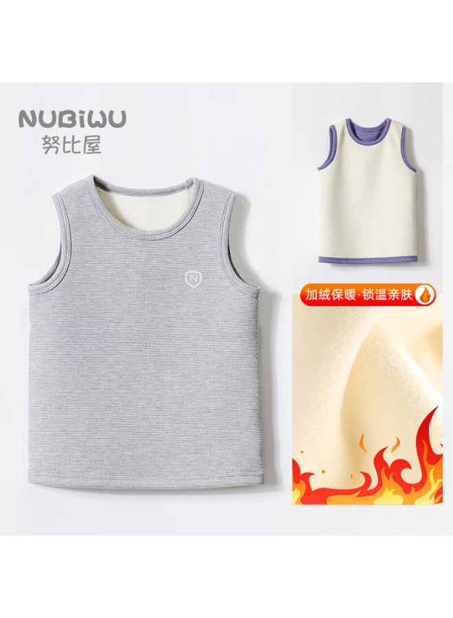 Nubiwu Children's Vest, Boys' Autumn And Winter Fleece-lined Thickened Warm Waistcoat, Girls' Close-fitting Seamless Inner Wear Sleeveless Jacket Clothing - Image 2