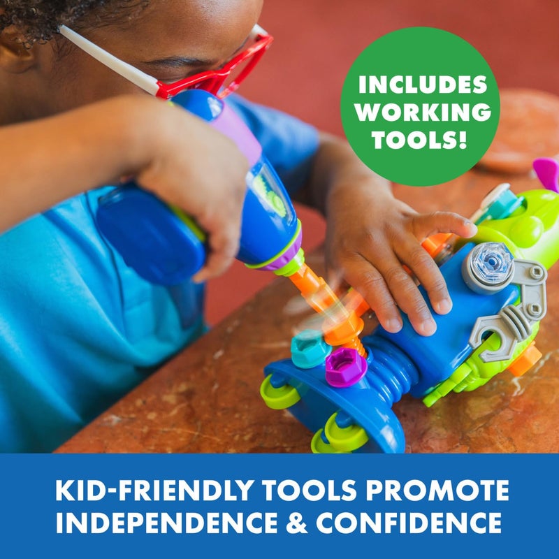 Educational Insights Design & Drill Robot Workshop - Construction Toys & Tools for Kids, Robot Toy Building Sets, Kids' Tool Set with Real Electric Drill Toy, Take Apart STEM Set, Gifts for Ages 3+ - Image 5