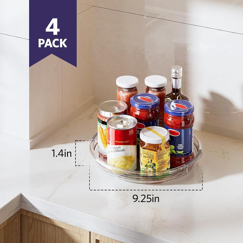 LAMU 4 Pack 9.25in Lazy Susan Organizer, Clear Lazy Susan Turntable for Cabinet, Refrigerator, Table Top, Kitchen, Bathroom, Pantry Organizers and Storage - Image 2