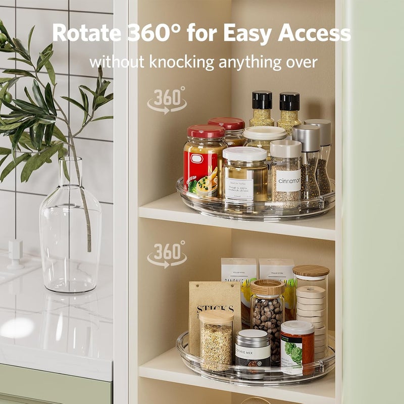 LAMU 4 Pack 9.25in Lazy Susan Organizer, Clear Lazy Susan Turntable for Cabinet, Refrigerator, Table Top, Kitchen, Bathroom, Pantry Organizers and Storage - Image 3