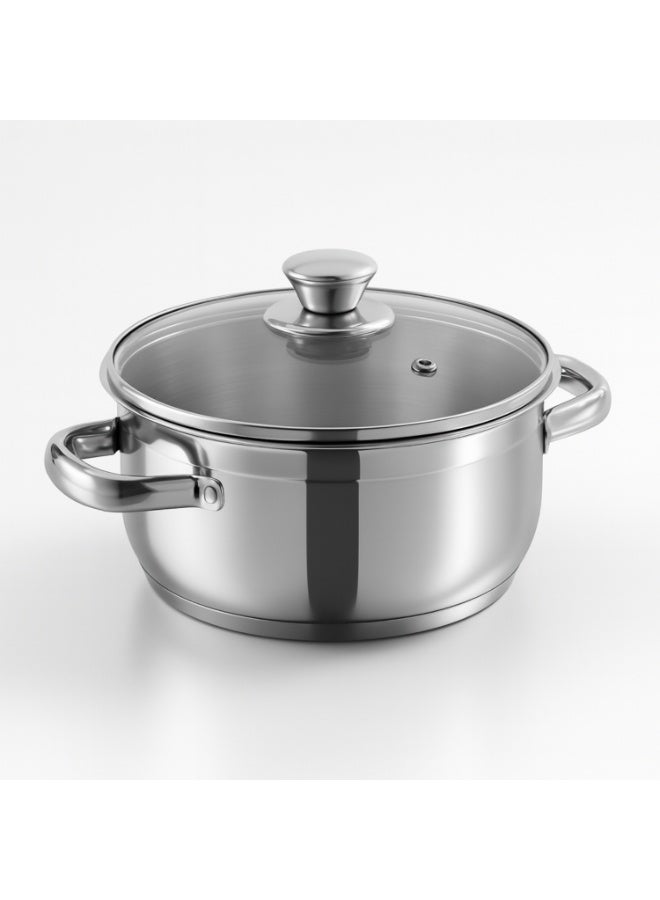 Pentola Stainless Steel Saucepot with Glass Lid -24 cm, 5.2 Ltr