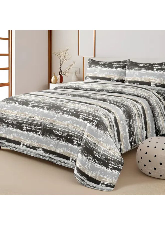 Dark Gray Geometric Polyester Duvet Cover Set 3Pcs 53x79 Inches All Seasons - Image 2