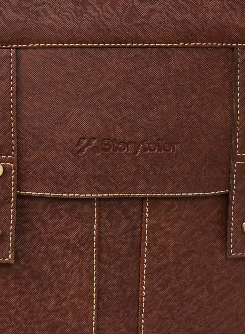 STORYTELLER Olive Premium Vegan Leather  Laptop Backpack 19" Tan Sleek Elegance and Modernity design - Image 3