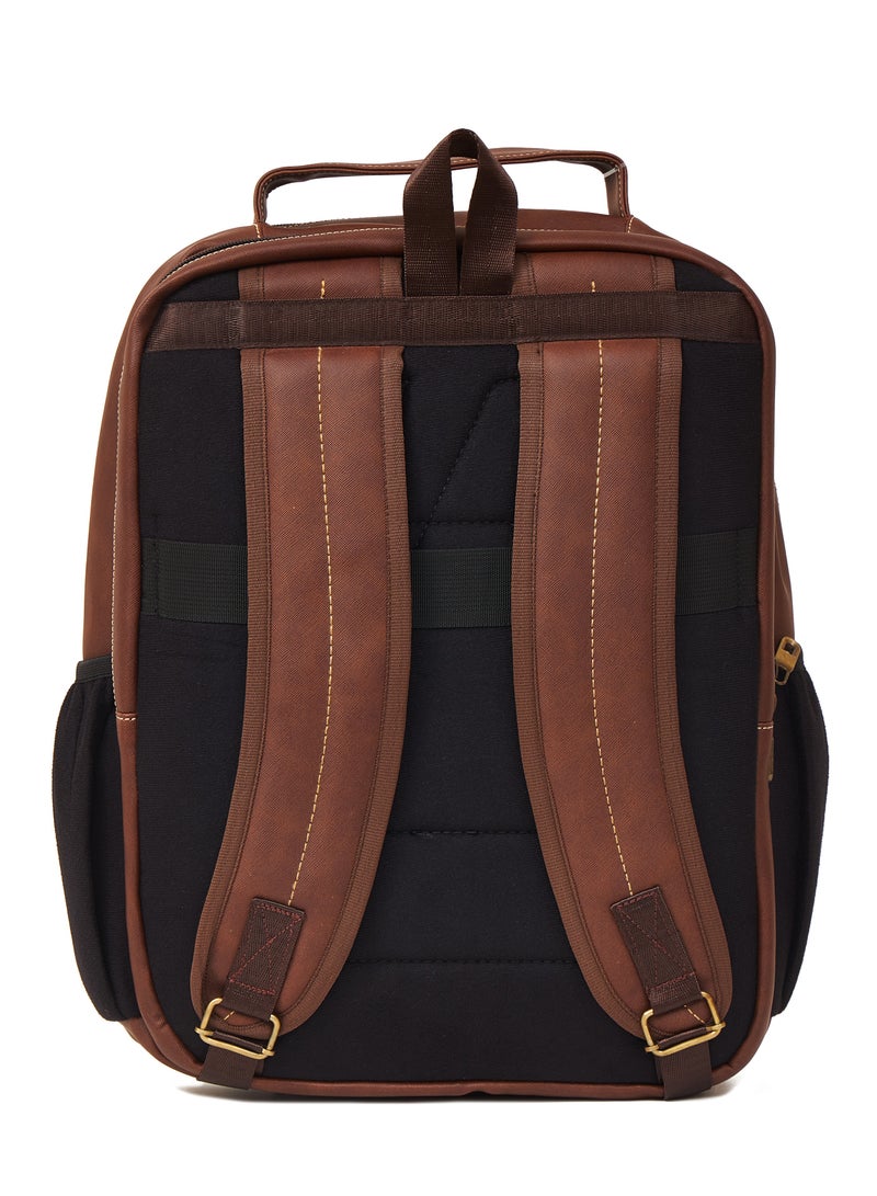 STORYTELLER Olive Premium Vegan Leather  Laptop Backpack 19" Tan Sleek Elegance and Modernity design - Image 5