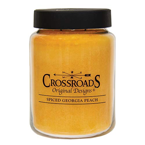 CROSSROADS ORIGINAL DESIGNS Spiced Georgia Peach Jar Candle 26oz Light Grey Model CRSGP26