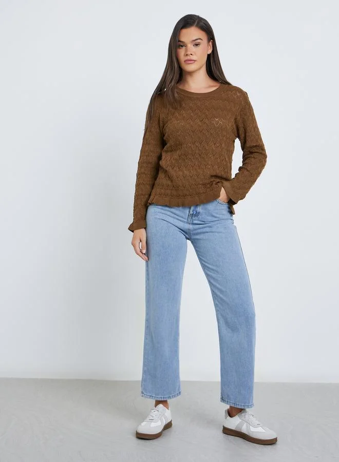 ستايلي بلوزة بتفاصيل مُضلعة بارزة الملمس