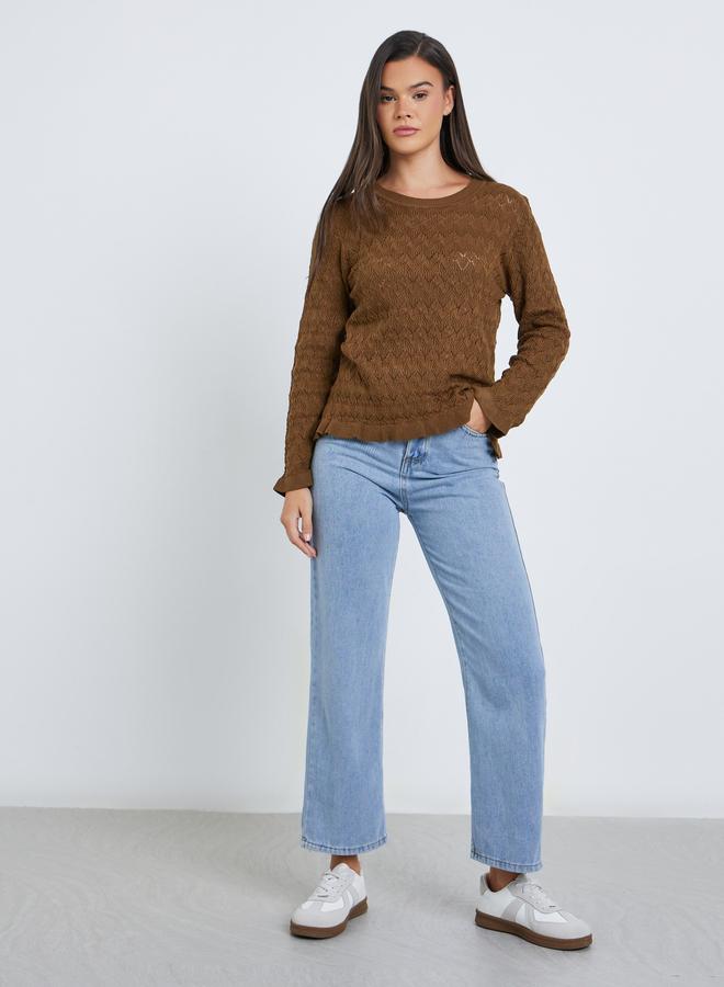 Styli Textured Round Neck Ribbed Top - Image 2