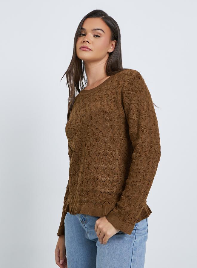 Styli Textured Round Neck Ribbed Top - Image 1