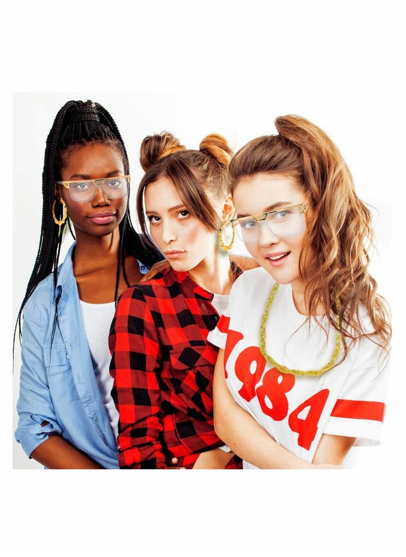 Excefore - 80s 90s Rapper Costumes Outfit for Men Women 90s Hip Hop Big Fake Gold Chain Party Sunglasses 80s Accessories - Image 1