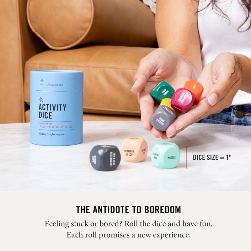 Two Tumbleweeds Mood-Boosting Activity Dice - 9 Wooden Dice for Self-Care & Connection - A Mindful Wellness Tool to Beat Doom-Scrolling - 54 Screen-Free Activities for Calm, Joy & Creativity - Image 4