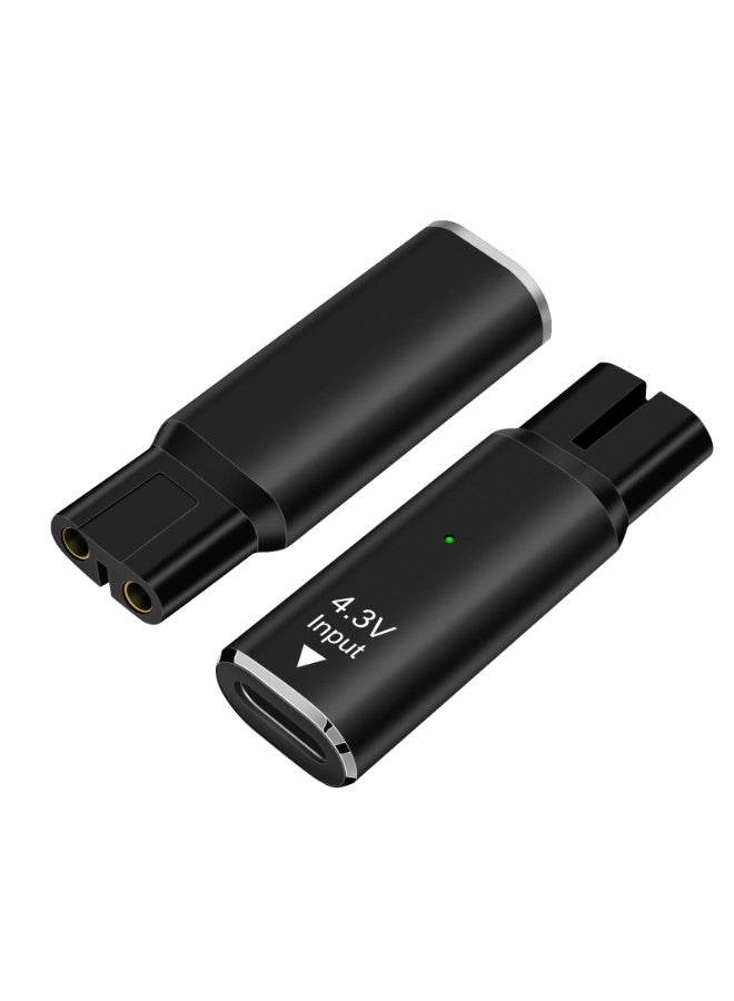 2Pcs 4.3V Type-C Replacement Charger Plugs for Philips Shaver One Blade QP2520 QP2520/70 QP2520/72 QP2620 Model A00390 Power Supply Adapter for Norelco Electric Beard Trimmer (Black) - Image 1