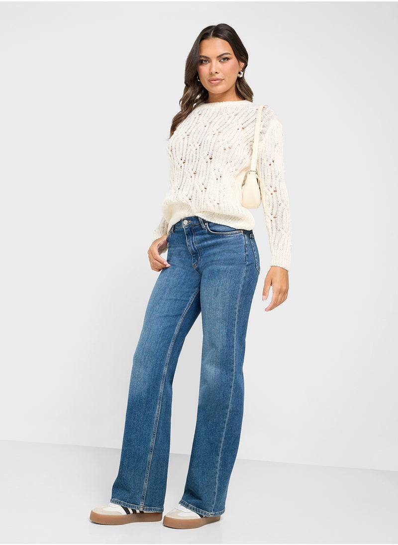 Ginger - Cable Knit Crew Neck Sweater - Image 1