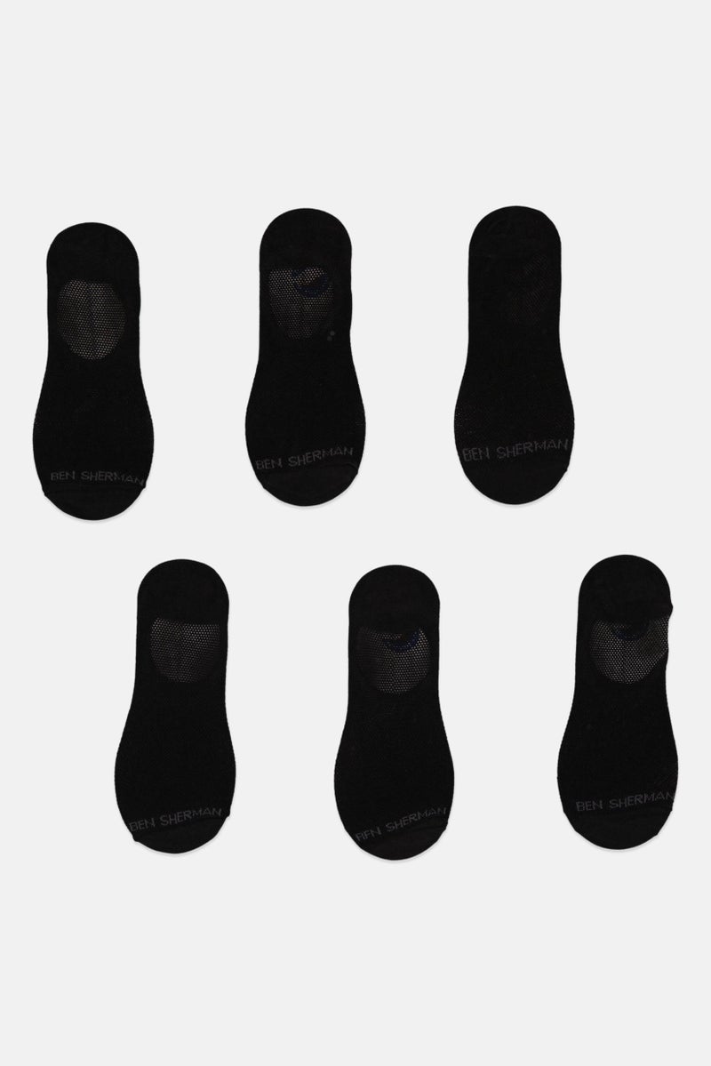 Ben Sherman Men 6 Pairs Brand Logo No Show Cut Socks, Black - Image 2