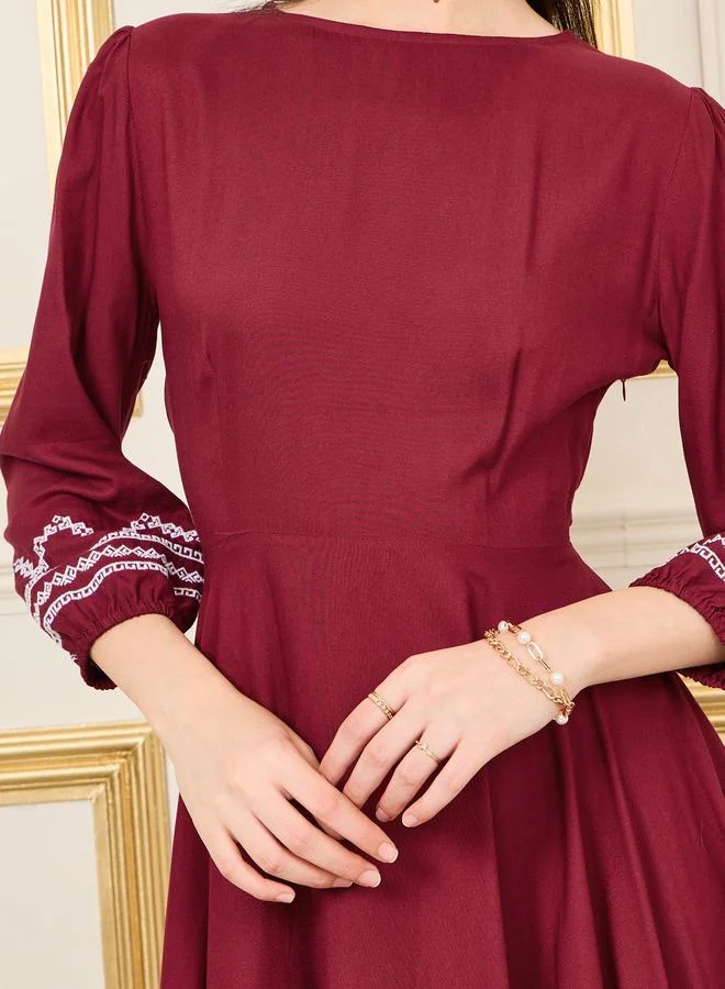 ستايلي Burgundy Hemline Dress