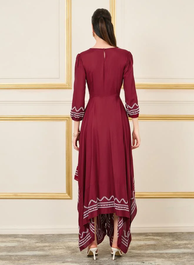 ستايلي Burgundy Hemline Dress