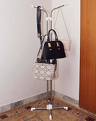 Loop Group Hand Bag Belt Hat Stand Hanger Clothes,Rack Hanger Organiser Display for Showroom Shop Home Bedroom Dress Helmet Jacket Handbags Office Room Garment Hanging Rack Coat (Stainless Steel) - Image 2