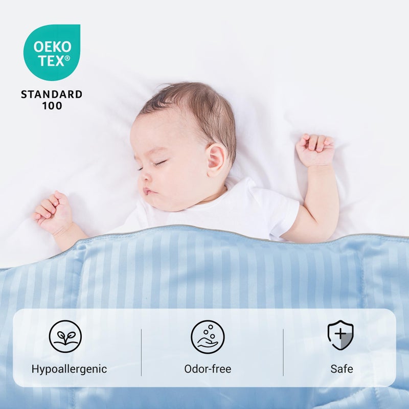 ZPECC Toddler Down Alternative Comforter, 39x47 Hypoallergenic Baby Blanket Quilt, Soft Breathable Lightweight All Season Kids Duvet Insert for Crib Stroller Cot Daycare, Baby Blue - Image 4