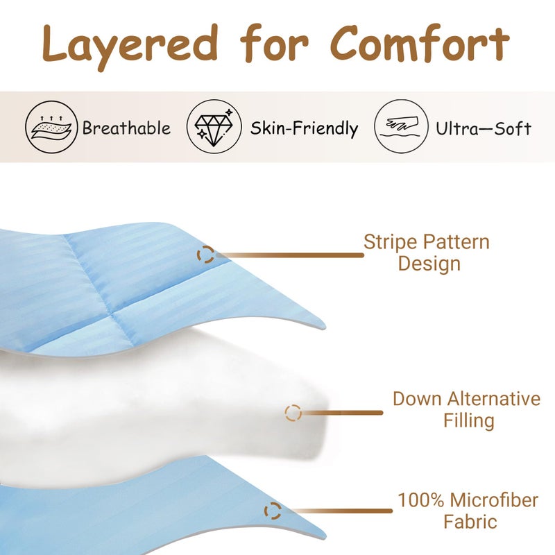 ZPECC Toddler Down Alternative Comforter, 39x47 Hypoallergenic Baby Blanket Quilt, Soft Breathable Lightweight All Season Kids Duvet Insert for Crib Stroller Cot Daycare, Baby Blue - Image 3