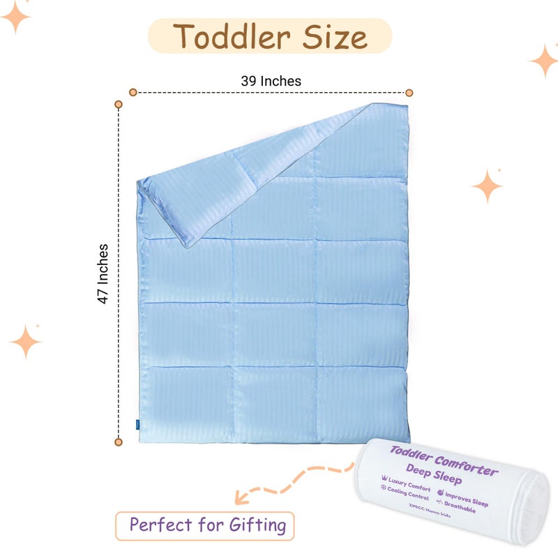 ZPECC Toddler Down Alternative Comforter, 39x47 Hypoallergenic Baby Blanket Quilt, Soft Breathable Lightweight All Season Kids Duvet Insert for Crib Stroller Cot Daycare, Baby Blue - Image 2