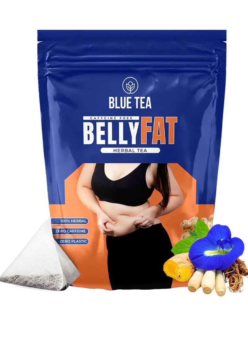 الشاي الأزرق شاي بلو تي شاي بيلي بيلي 30 كيس شاي هرمي نباتي يساعد في التخلص من دهون البطن والانتفاخات التحكم في الوزن شاي عشبي خالي من الكافيين خالي من السكر ظهر في برنامج شارك تانك للرجال والنساء عبوة زيبلوك - Image 1