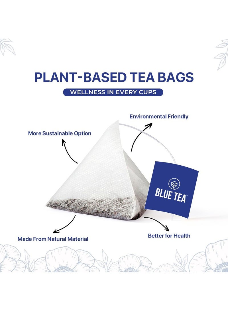 الشاي الأزرق شاي بلو تي شاي بيلي بيلي 30 كيس شاي هرمي نباتي يساعد في التخلص من دهون البطن والانتفاخات التحكم في الوزن شاي عشبي خالي من الكافيين خالي من السكر ظهر في برنامج شارك تانك للرجال والنساء عبوة زيبلوك - Image 3