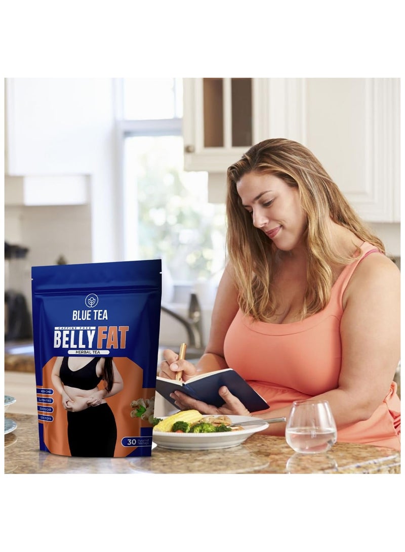 الشاي الأزرق شاي بلو تي شاي بيلي بيلي 30 كيس شاي هرمي نباتي يساعد في التخلص من دهون البطن والانتفاخات التحكم في الوزن شاي عشبي خالي من الكافيين خالي من السكر ظهر في برنامج شارك تانك للرجال والنساء عبوة زيبلوك - Image 5