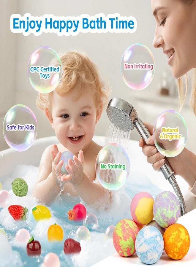 Santrela Bath Bombs for Kids with Toys Inside, 12 Pack Kids Bath Bombs with Fruit Food Toys, Surprise Colorful Bubble Spa Fizzies Ball with Bath Toys, Christmas Birthday Gifts for Girls & Boys - Image 2