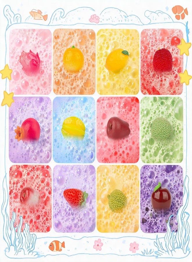 Santrela Bath Bombs for Kids with Toys Inside, 12 Pack Kids Bath Bombs with Fruit Food Toys, Surprise Colorful Bubble Spa Fizzies Ball with Bath Toys, Christmas Birthday Gifts for Girls & Boys - Image 4