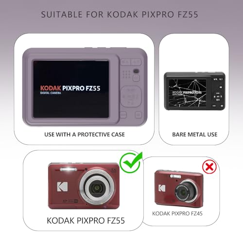 Tedubax Case for Kodak PIXPRO FZ55,FZ55 accessories,Soft Silicone Protective Case,Comes with 2 Screen Protectors and 1 Wrist Strap - Rose grey - Image 2