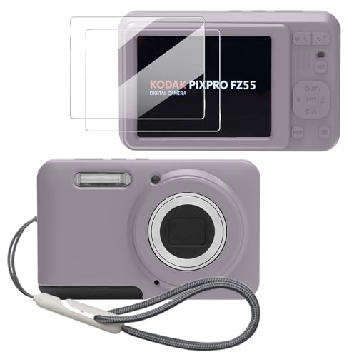 Tedubax Case for Kodak PIXPRO FZ55,FZ55 accessories,Soft Silicone Protective Case,Comes with 2 Screen Protectors and 1 Wrist Strap - Rose grey - Image 1