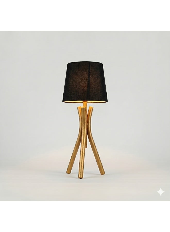 Black Tripod Table Lamp - Simple Design with Elegant Pyramidal Shade - Color: Grey - Material: Metal - Size: 22x22x40 cm