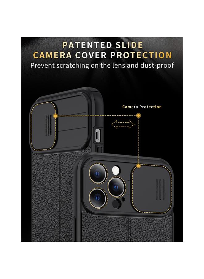S-TOP Case For iPhone 11 Pro Litchi Texture Sliding Camshield TPU Protective Case - Image 4
