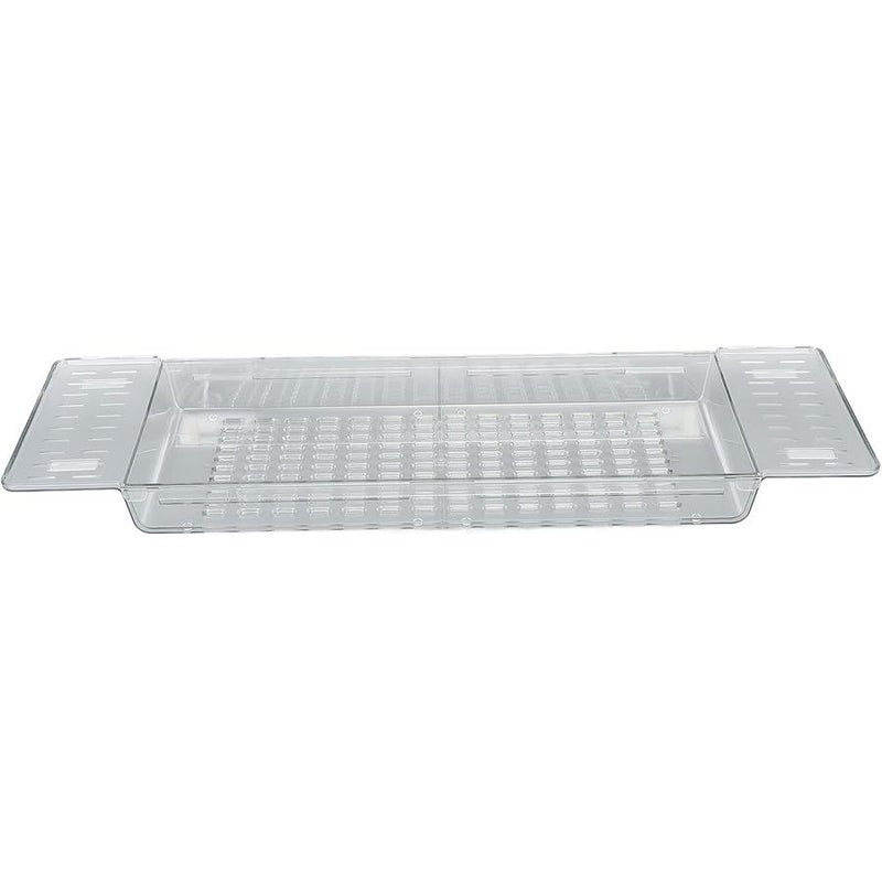 Adjustable Bathtub Tray Table Extendable Length 56 5cm to 80cm Large Capacity Bath Shelf Premium PET Material Transparent - Image 1